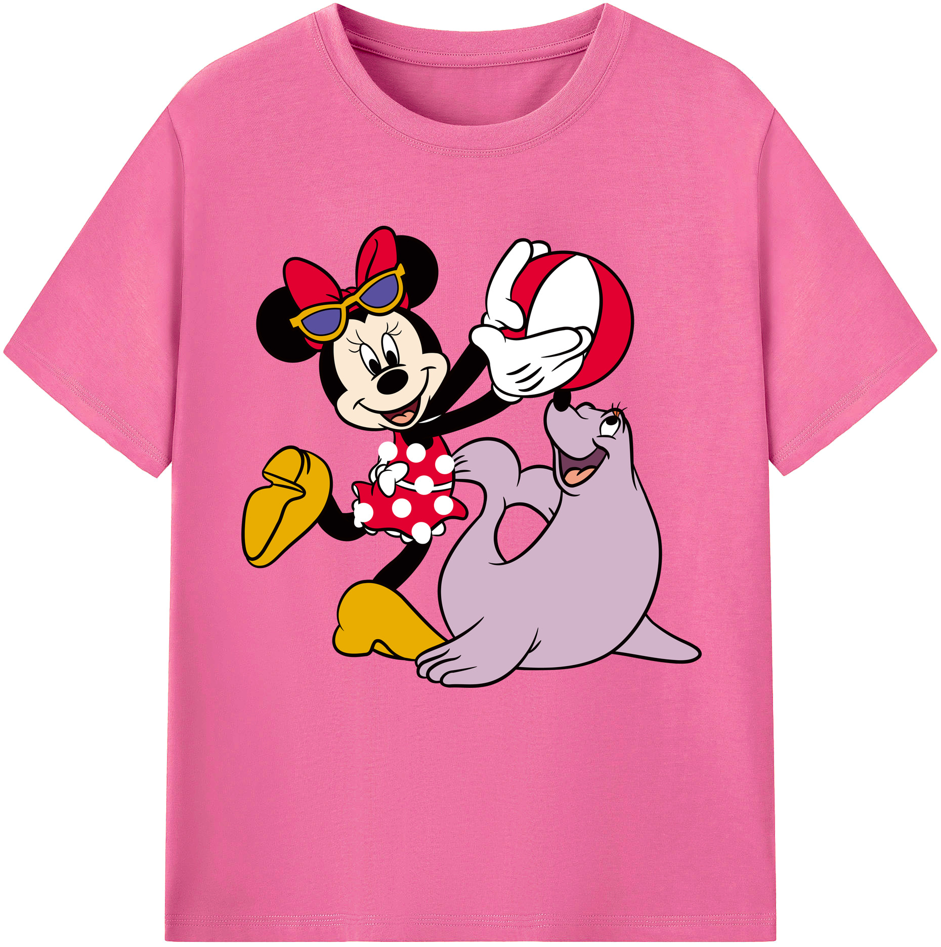 （画像用） ミッキーマウス Mickey Mouse レディースカジュアルプリントTシャツ（綿100％）
